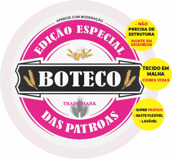 Painel Redondo 3D Boteco Feminino Abre Fácil Tecido