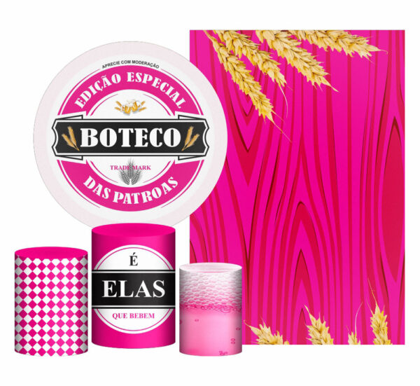 Kit Casado Boteco Feminino Painel Redondo Trio Capas Cilindro Retangular Vertical Em Tecido