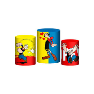 Trio Capa Cilindro Popeye 3D Em Tecido Com Elástico