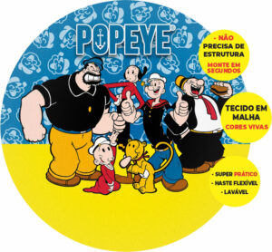 Painel Redondo 3D Popeye Abre Fácil Tecido