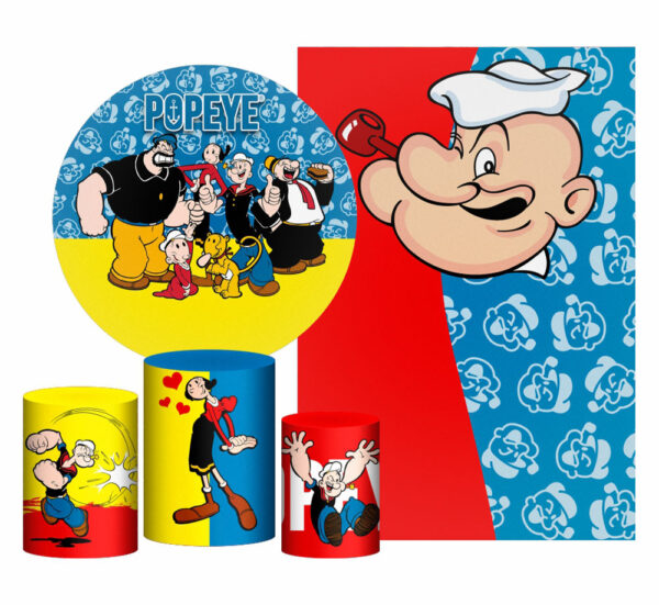 Kit Casado Popeye Painel Redondo Trio Capas Cilindro Retangular Vertical Em Tecido