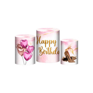 Trio Capa Cilindro Feliz Aniversario Diva 3D Em Tecido Com Elástico
