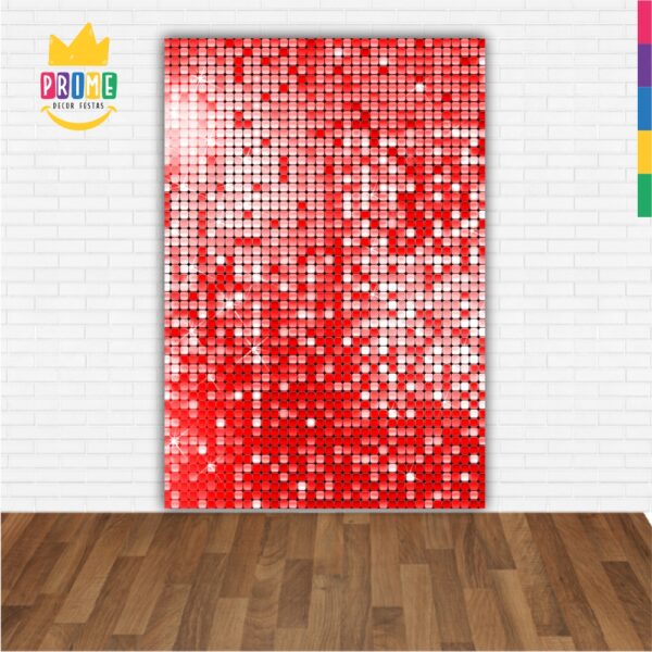 Painel de Festa Retangular 3D Euphoria Paetê Vermelho Casadinho 1,50m x 2,20m - Image 2