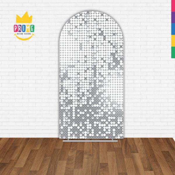 Painel De Festa Romano Decorativo Euphoria Paetê Prata - Image 2