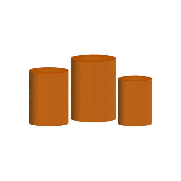 Trio Capa Cilindro Mostarda 3D Em Tecido Com Elástico