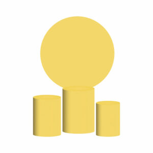 Trio Capa Cilindro + Painel Redondo 3D Amarelo Pepita 1,50m Veste Fácil