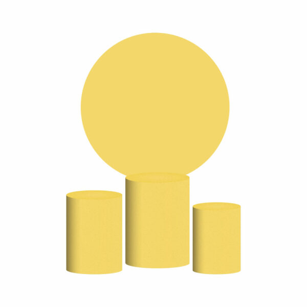 Trio Capa Cilindro + Painel Redondo 3D Amarelo Pepita 1,50m Veste Fácil