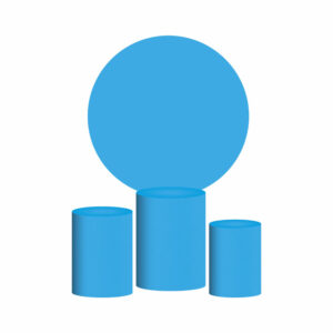 Trio Capa Cilindro + Painel Redondo 3D Azul Turquesa 1,50m Veste Fácil
