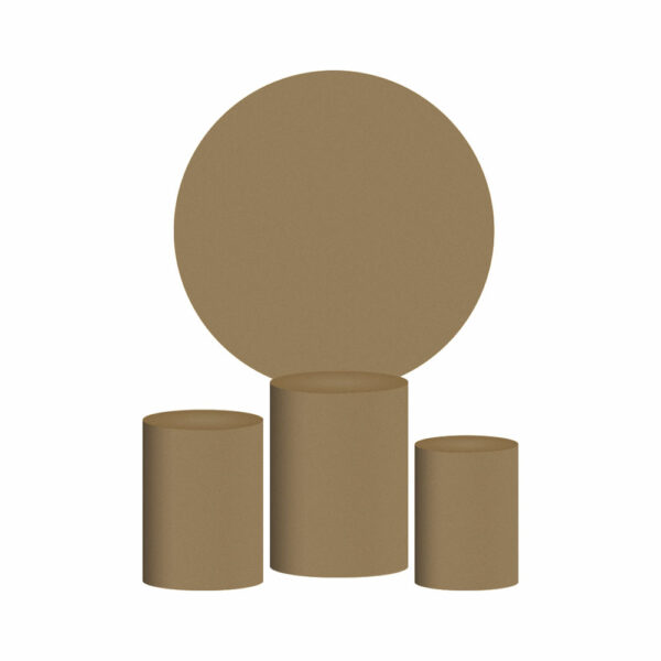 Trio Capa Cilindro + Painel Redondo 3D Caqui 1,50m Veste Fácil