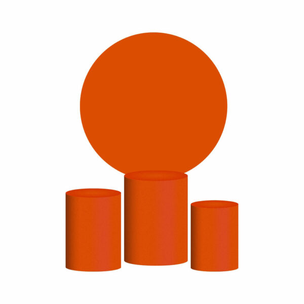 Trio Capa Cilindro + Painel Redondo 3D Laranja 1,50m Veste Fácil