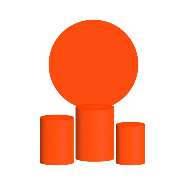 Trio Capa Cilindro + Painel Redondo 3D Laranja Fluorescente 1,50m Veste Fácil