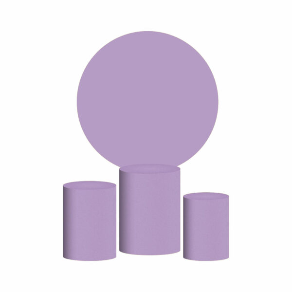 Trio Capa Cilindro + Painel Redondo 3D Lilas 1,50m Veste Fácil