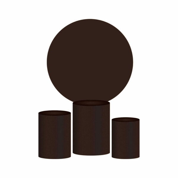 Trio Capa Cilindro + Painel Redondo 3D Marron 1,50m Veste Fácil