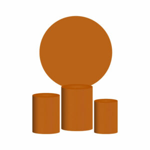 Trio Capa Cilindro + Painel Redondo 3D Mostarda 1,50m Veste Fácil