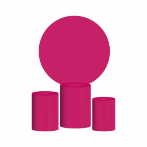 Trio Capa Cilindro + Painel Redondo 3D Rosa Pink 1,50m Veste Fácil