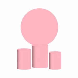 Trio Capa Cilindro + Painel Redondo 3D Rosa Bebe 1,50m Veste Fácil