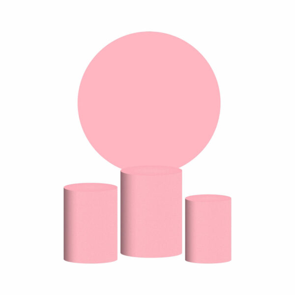 Trio Capa Cilindro + Painel Redondo 3D Rosa Bebe 1,50m Veste Fácil