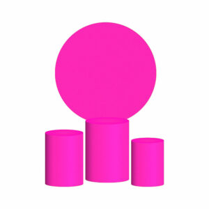 Trio Capa Cilindro + Painel Redondo 3D Rosa Fluorescente 1,50m Veste Fácil