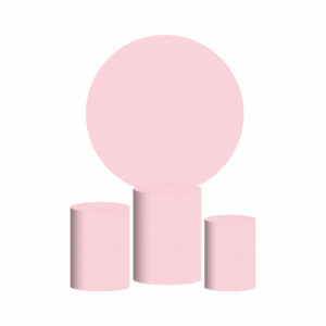 Trio Capa Cilindro + Painel Redondo 3D Rosa Pastel 1,50m Veste Fácil