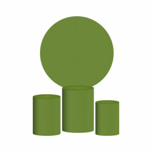 Trio Capa Cilindro + Painel Redondo 3D Verde Oliva 1,50m Veste Fácil