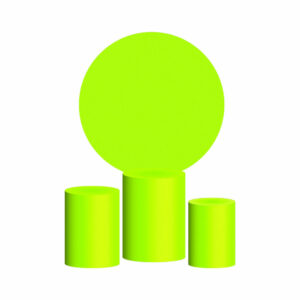 Trio Capa Cilindro + Painel Redondo 3D Verde Neon Fluorescente 1,50m Veste Fácil