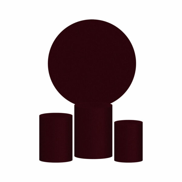 Trio Capa Cilindro + Painel Redondo 3D Vinho 1,50m Veste Fácil