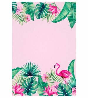 Painel de Festa Retangular 3D Flamingo Casadinho 1,50m x 2,20