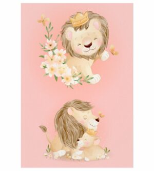 Painel de Festa Retangular 3D Leãozinho Cute Casadinho 1,50m x 2,20