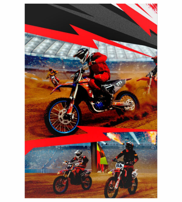 Painel de Festa Retangular 3D Motocross Casadinho 1,50m x 2,20