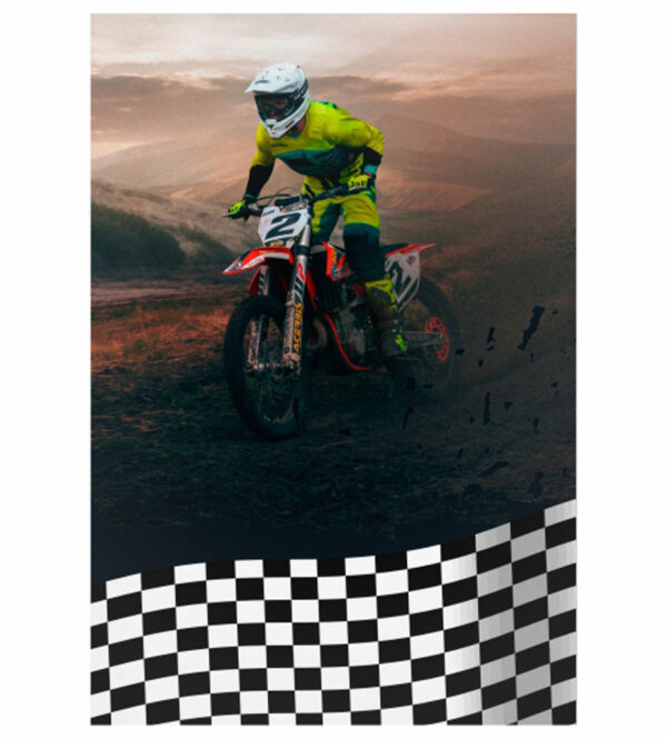 Painel de Festa Retangular 3D Motocross Casadinho 1,50m x 2,20