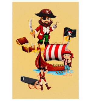 Painel de Festa Retangular 3D Pirata Casadinho 1,50m x 2,20