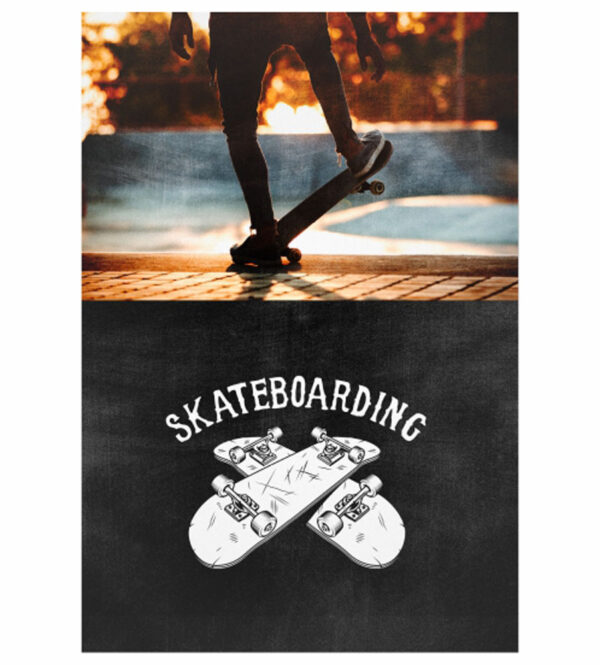 Painel de Festa Retangular 3D Skate Casadinho 1,50m x 2,20