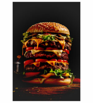 Painel de Festa Retangular 3D Hamburguer Casadinho 1,50m x 2,20