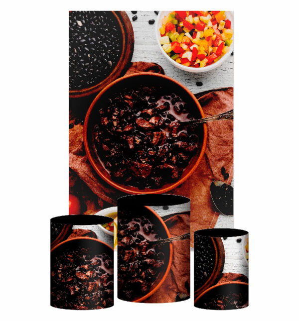 Kit Casado Feijoada Trio Capa Cilindro Retangular Tecido