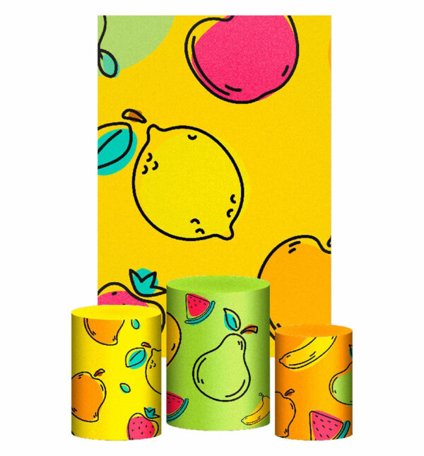 Kit Casado Frutas Trio Capa Cilindro Retangular Tecido