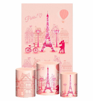 Kit Casado Paris Trio Capa Cilindro Retangular Tecido