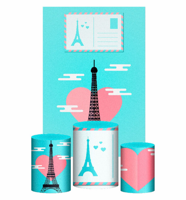 Kit Casado Paris Trio Capa Cilindro Retangular Tecido
