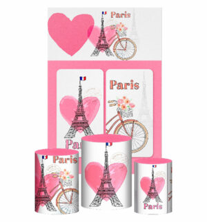 Kit Casado Paris Trio Capa Cilindro Retangular Tecido