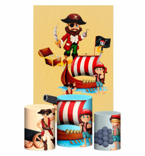 Kit Casado Pirata Trio Capa Cilindro Retangular Tecido