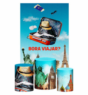 Kit Casado Viagem Trio Capa Cilindro Retangular Tecido