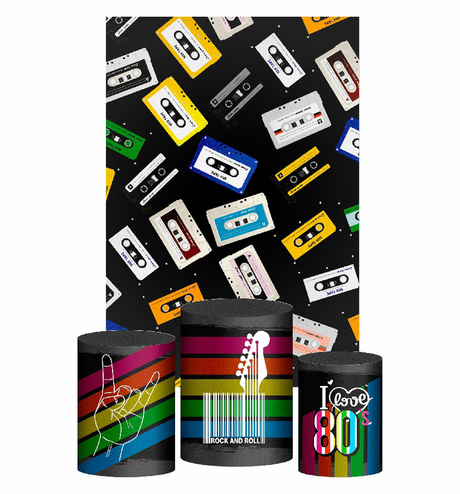 Kit Casado Anos 80 Trio Capa Cilindro Retangular Tecido