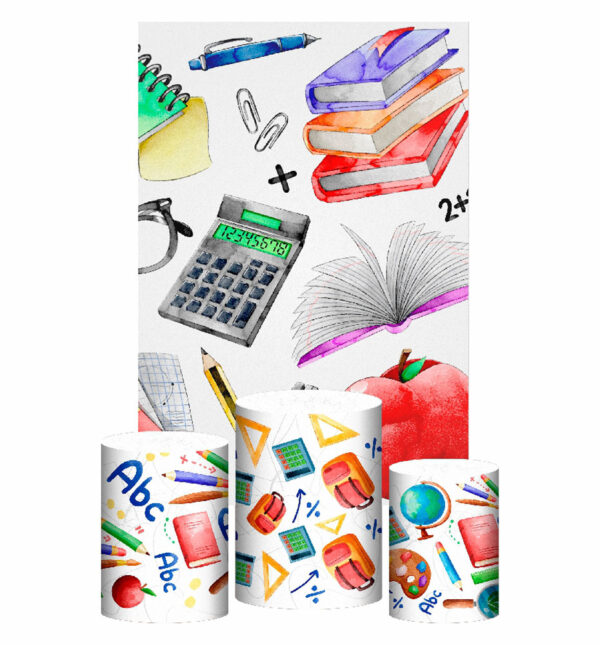 Kit Casado Dia dos Professores Trio Capa Cilindro Retangular Tecido