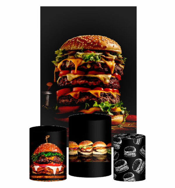 Kit Casado Hamburguer Trio Capa Cilindro Retangular Tecido