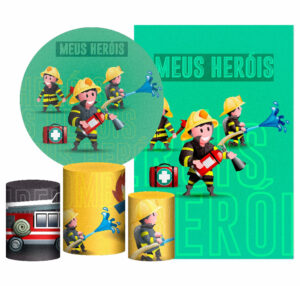 Kit Casado Bombeiro Painel Redondo Trio Capas Cilindro Retangular Vertical Em Tecido