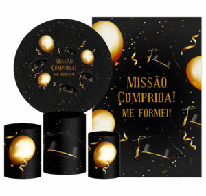 Kit Casado Formatura Painel Redondo Trio Capas Cilindro Retangular Vertical Em Tecido
