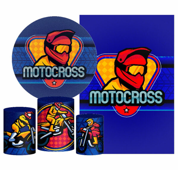Kit Casado Motocross Painel Redondo Trio Capas Cilindro Retangular Vertical Em Tecido