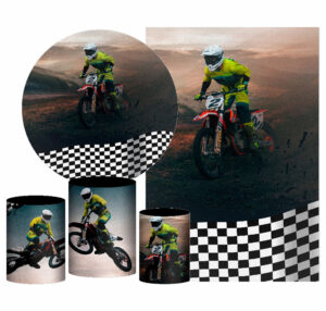 Kit Casado Motocross Painel Redondo Trio Capas Cilindro Retangular Vertical Em Tecido