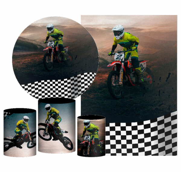 Kit Casado Motocross Painel Redondo Trio Capas Cilindro Retangular Vertical Em Tecido