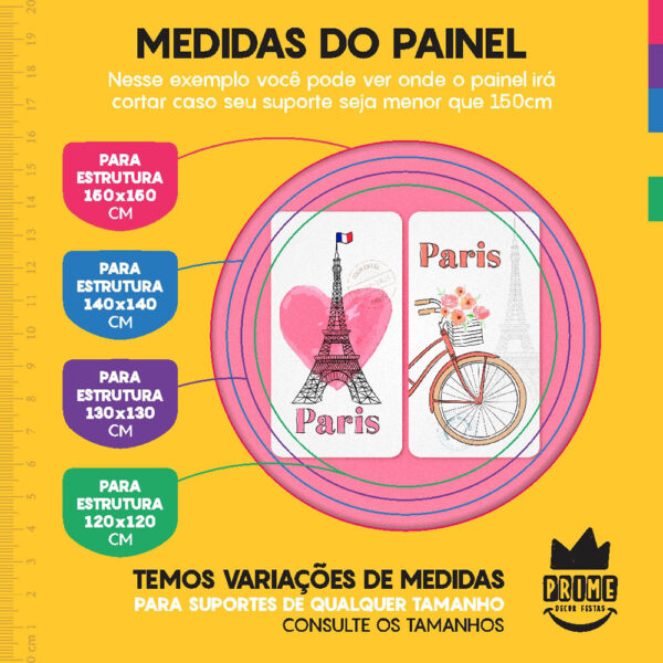 Kit Casado Paris Painel Redondo Trio Capas Cilindro Retangular Vertical Em Tecido - Image 4