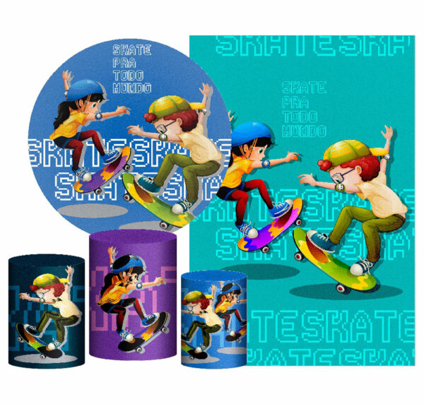 Kit Casado Skate Painel Redondo Trio Capas Cilindro Retangular Vertical Em Tecido